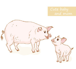 Pig and piglet