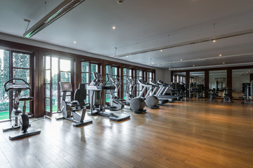 Gym interior with equipment - 84135214