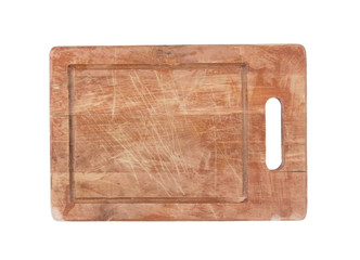 Used wooden chopping board isolated