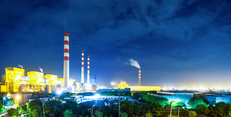 illuminated power station