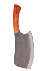 isolated large knife with wooden handle