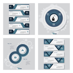 Collection of 4 blue color template/graphic or website layout. Vector Background.