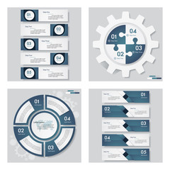 Collection of 4 blue color template/graphic or website layout. Vector Background.