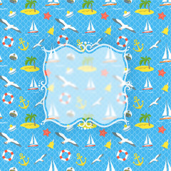 Nautical Icons background with blurred label