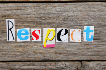 The word Respect in cut out magazine letters