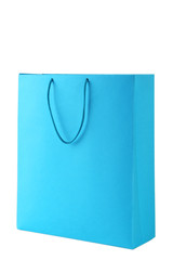 Blue shopping bag isolated on white