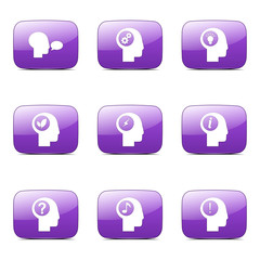 Think Web Internet Square Vector Violet Icon Design Set