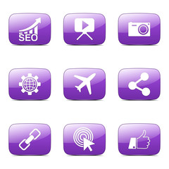 SEO Internet Sign Square Vector Violet Icon Design Set 1