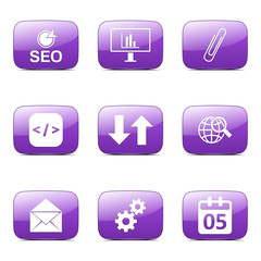 SEO Internet Sign Square Vector Violet Icon Design Set 6