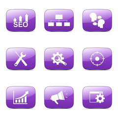 SEO Internet Sign Square Vector Violet Icon Design Set 5