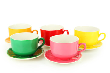Fototapeta na wymiar Colorful cups isolated on white
