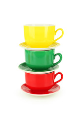 Colorful cups isolated on white