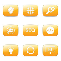 SEO Internet Sign Square Vector Yellow Icon Design Set 2