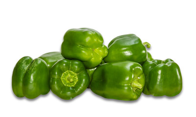 Several green bell peppers