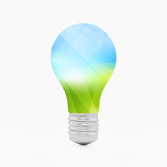 Lightbulb eco symbol. 3d vector illustration.