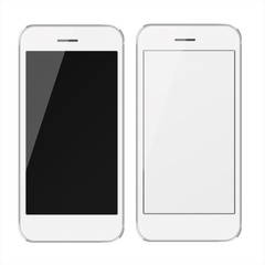 Realistic mobile phones with blank and black screen.