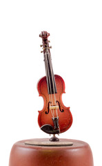 Musical box violin, close up, isolated