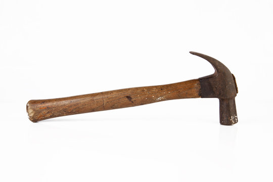 Old Hammer On White Background