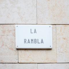 Fototapeta na wymiar La Rambla street sign