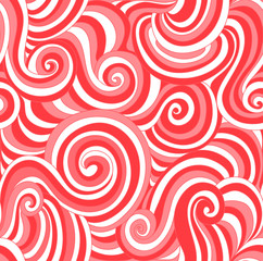 Vector seamless with red curved lines like lolipops