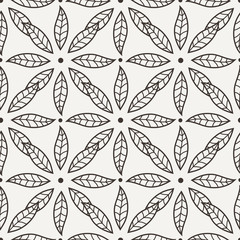 Black and White Vector Flower Pattern