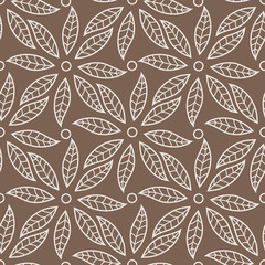 Vector seamless pattern with leaves and petals