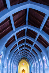Fototapeta premium Blue LIght on Arches from Stained Glass