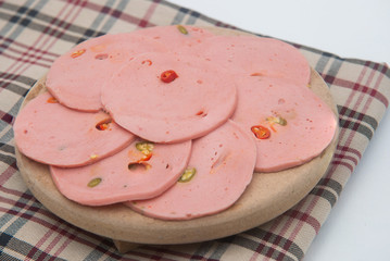 pork ham slices with fresh peppers