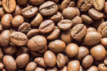 Coffee beans close up background texture