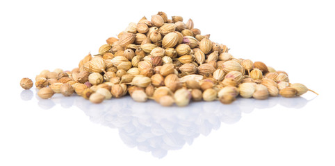Coriander seed over white background