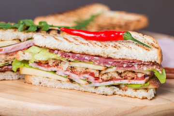 Freshly made club sandwiches
