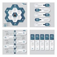 Collection of 4 blue color template/graphic or website layout. Vector Background.