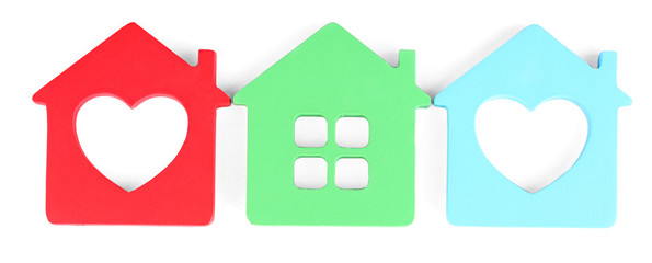 Toy houses isolated on white