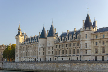 Fototapeta na wymiar View of the castle of the Conciergerie in Paris, France