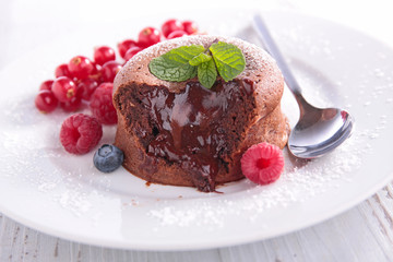 chocolate cake and berry fruit