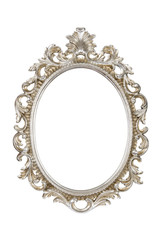 Oval silver picture frame isolated with clipping path. - 84152618