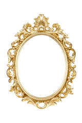 Oval gold picture frame isolated with clipping path. - 84152852