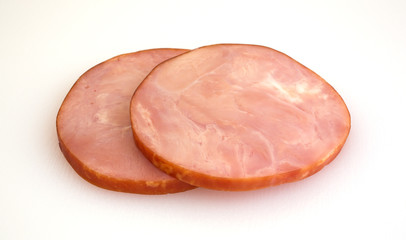 Slices of ham on a cutting board