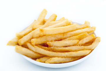 French fries on white