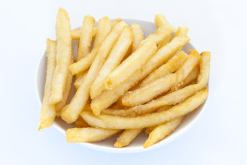 French fries on white