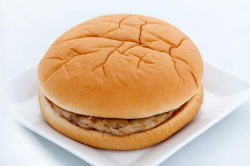 hamburger on a white dish