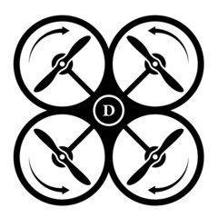 vector drone quadcopter direction of rotation black symbol - obrazy, fototapety, plakaty