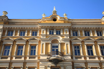 Building on the bank of the river Neris,fragment