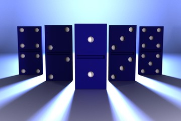 Blue domino on blue background