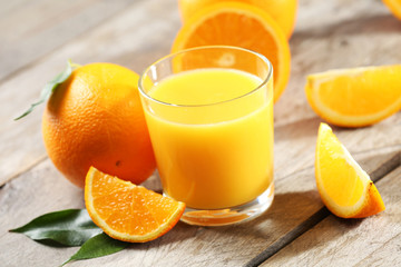 Orange juice on table close-up
