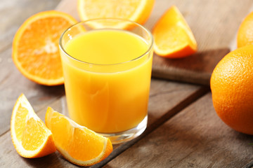 Orange juice on table close-up