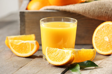 Orange juice on table close-up