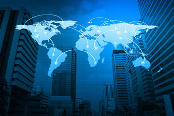 Global business connection concept on city, Elements of this ima