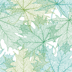 Seamless green leaves pattern