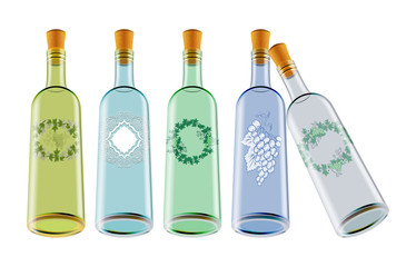 Wine bottles with labels